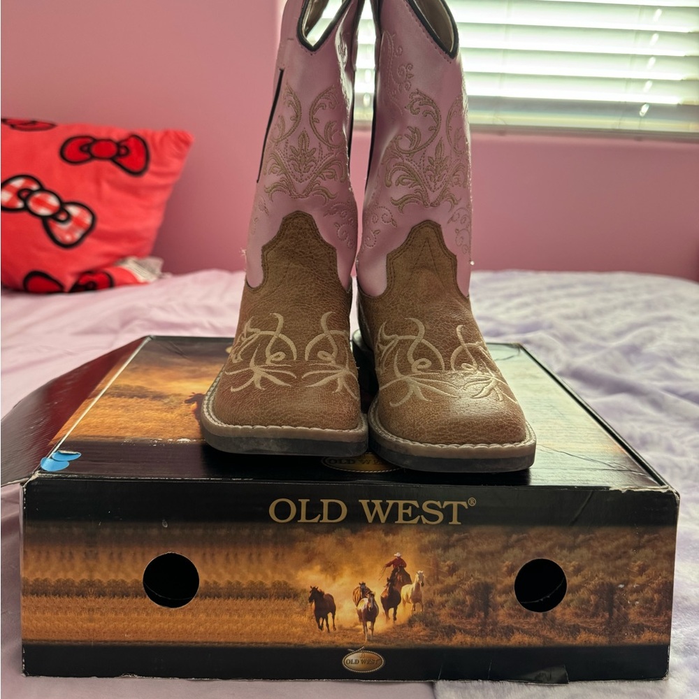 Old West Pink and Brown Western Boots